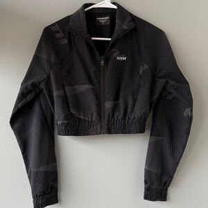 Kith Black Cropped Bomber Jacket with Subtle Tonal Pattern